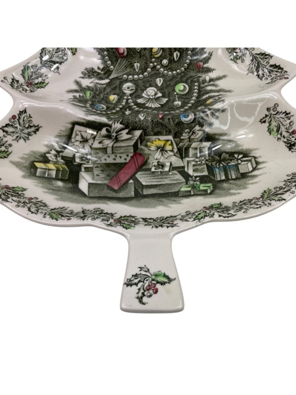 Johnson Bros Merry Christmas Tree-Shaped 3-Part Relish Serving Dish Festive - Picture 3 of 12